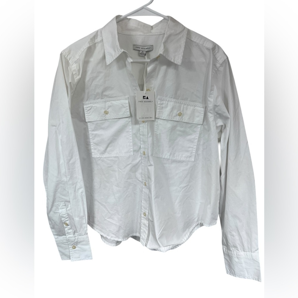NWT Free Assembly White Long Sleeve Button-Up Shirt